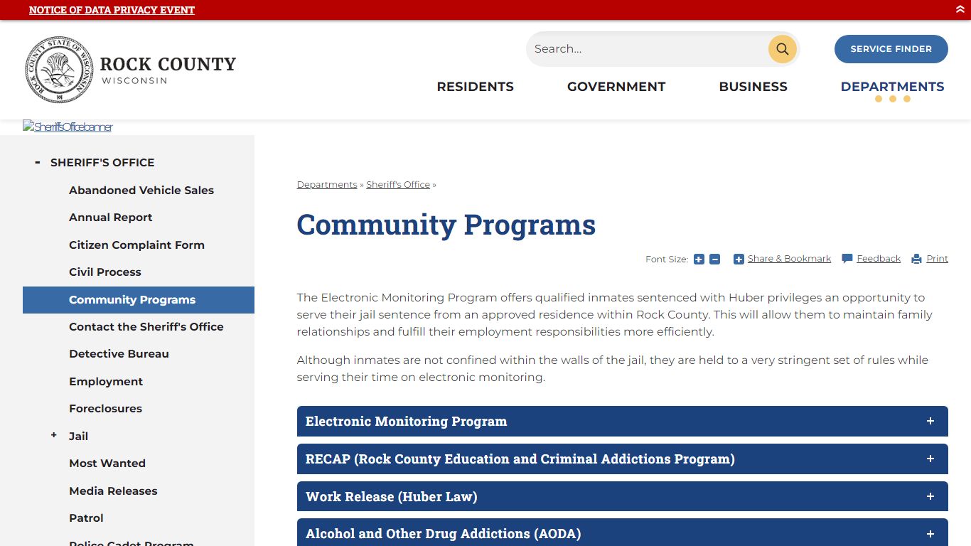Community Programs | Rock County, WI